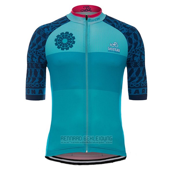 2017 Fahrradbekleidung Giro D'italien Sardegna Hellblau Trikot Kurzarm und Tragerhose